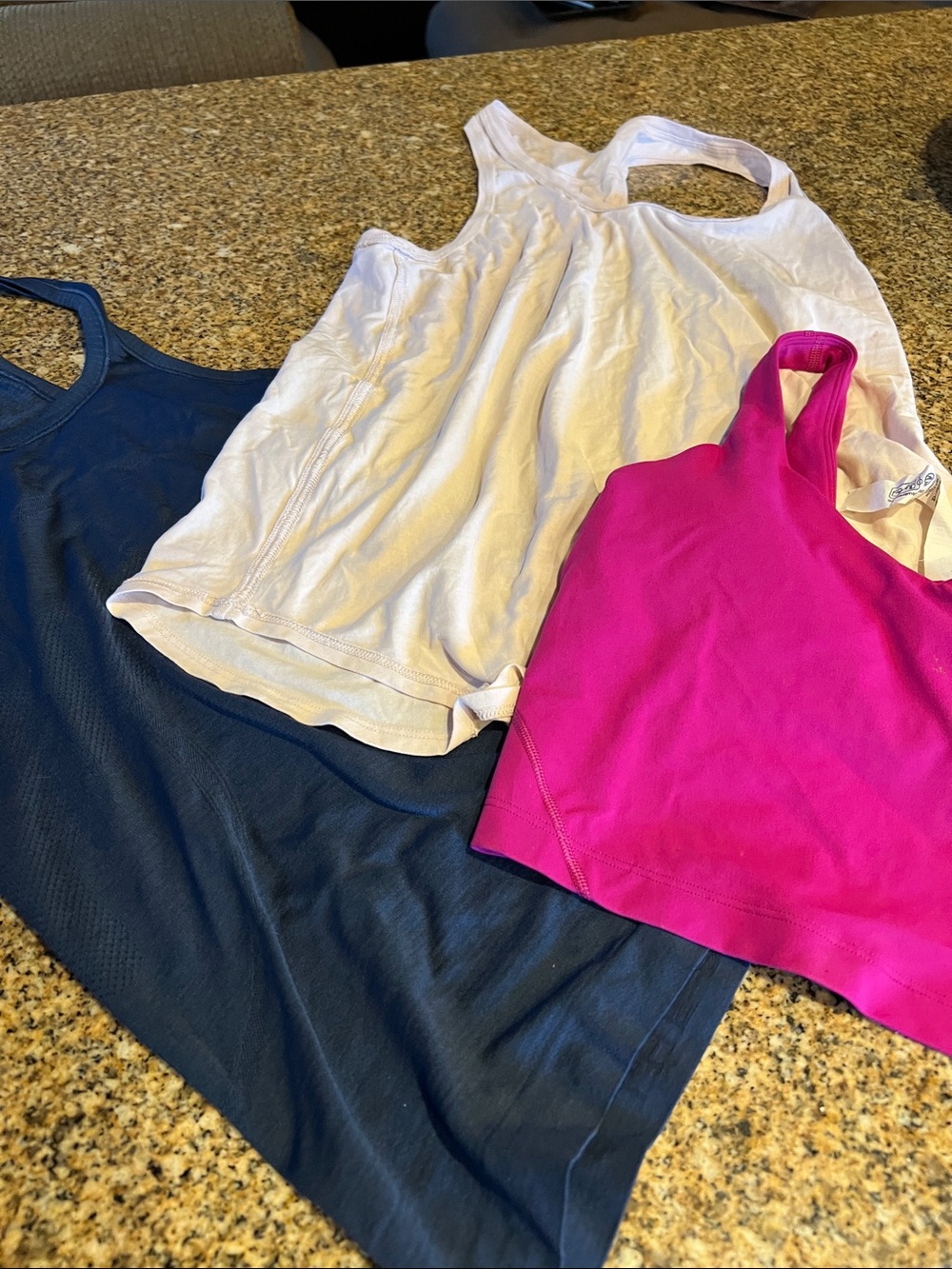 lululemon athletica Racerback Tank Trio in White, Navy, and Hot Pink medium l